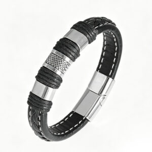 Double-layered vintage leather bracelet